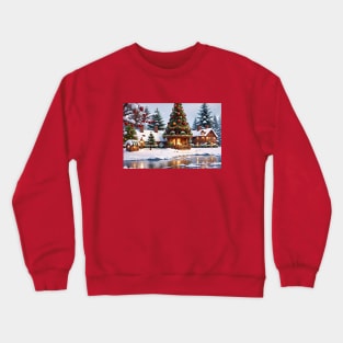 Christmas Cottage on the Lake Crewneck Sweatshirt